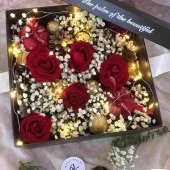 【圣诞节】6支红玫瑰两颗平安果搭配满天星苹果礼盒圣诞节鲜花礼盒花店免费送花上门全城配送