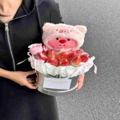 【loopy爱吃草莓】14颗草莓1支玫瑰小海狸抱抱桶草莓花束